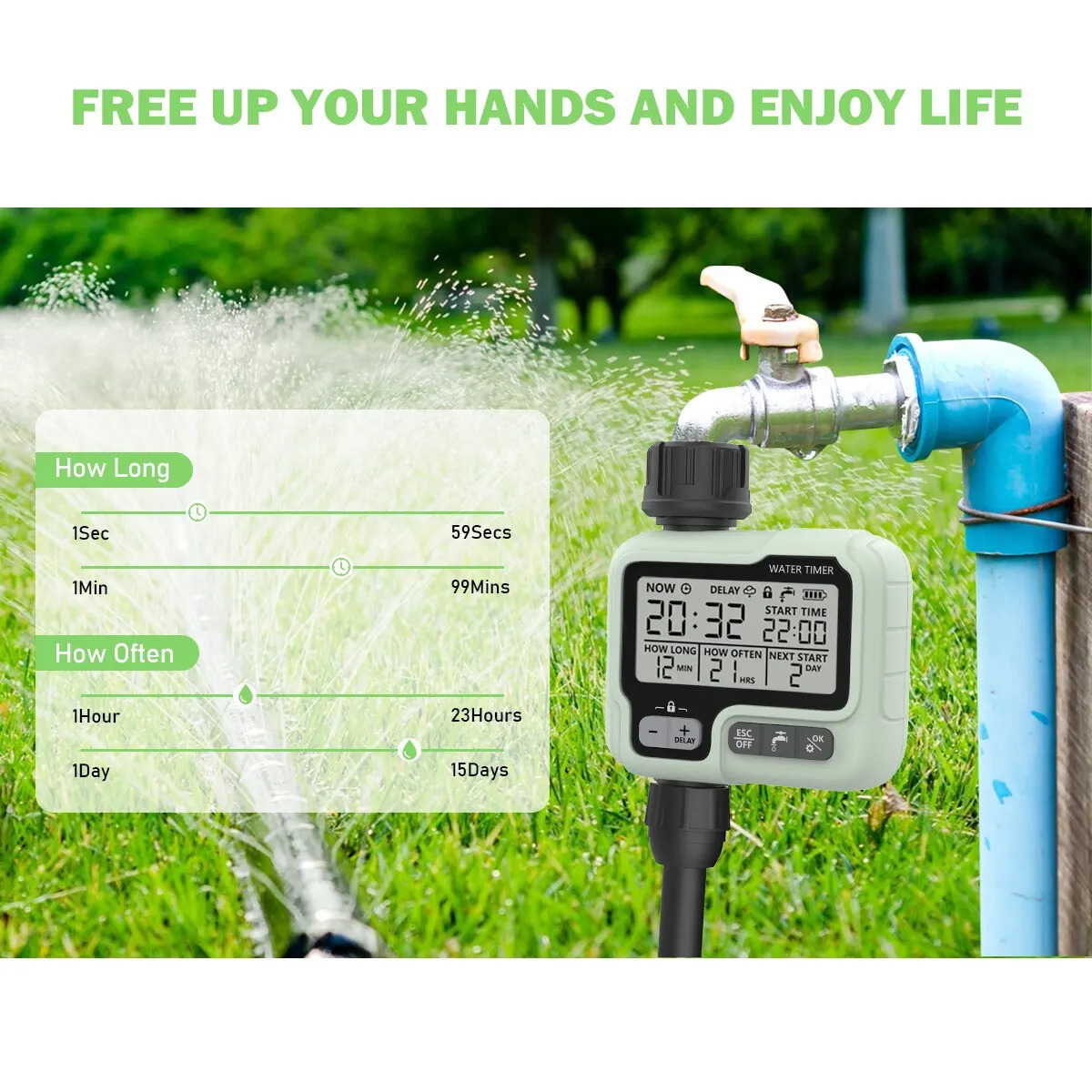 Watering Equipments HCT322 Automatic Water Timer Garden Digital Irrigation Machine Intelligent Sprinkler Used Outdoor to Save Time 231216