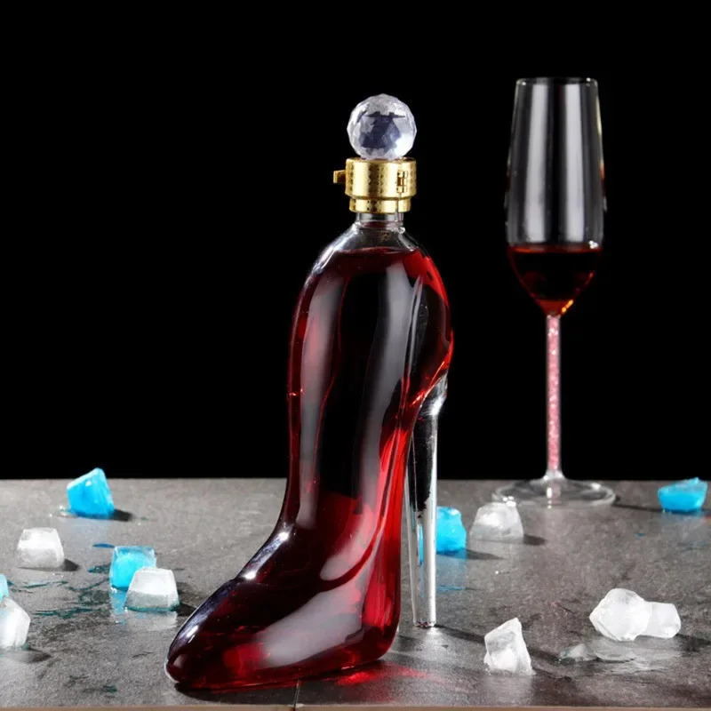 Bar Tools 350ml and 700ml High heeled Shoe Models Red Wine Decanter Empty Bottle Glass Thickened Whiskey 231216