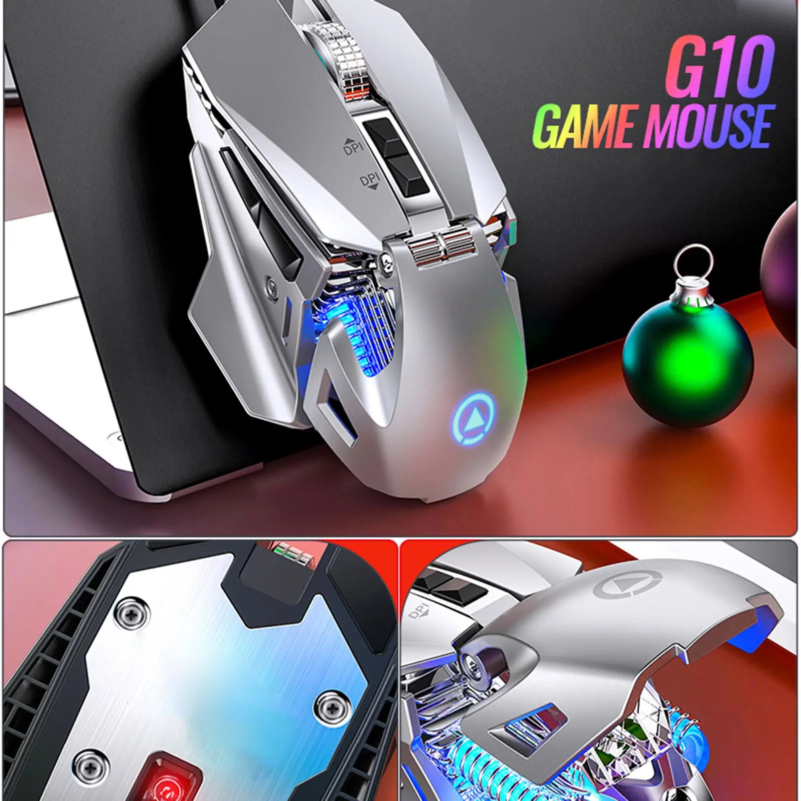 Mice G10 Wired USB Macro Programming Gaming Mouse Colorful Water cooled light 200 DPI With LED Backlight 7 Button For PC Laptop 231216