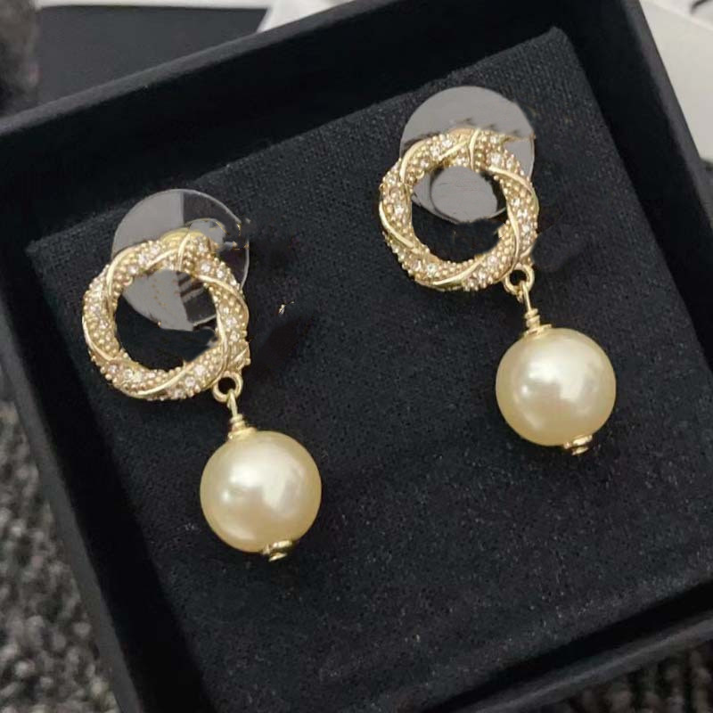 New Design Earrings For S925 Silver Woman Earrings Pearl Brass Charm Earrings Jewelry Supply