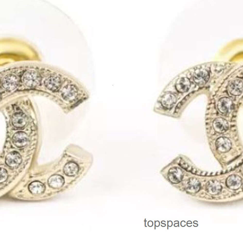 Designer Stud Earrings Diamond Woman mini Gold Plated Double Letter C Crystal Rhinestone Pearl Earring Jewelry Wholesale