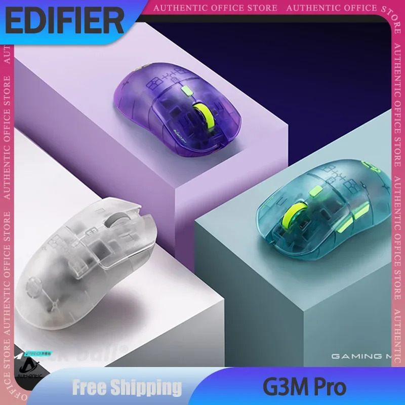 Mice EDIFIER Hecate G3MPro Gamer Mouse 3 Mode Wireless Bluetooth PAW3395 26000DPI Office Transparent Esport Gaming Gifts 231216