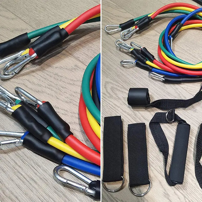 Bungee 11PcsSet Latex Pull Rope Resistance Bands Indoor Portable Fitness Equipment Ankle Strap Exercise Training Expander Elastic Band 231216