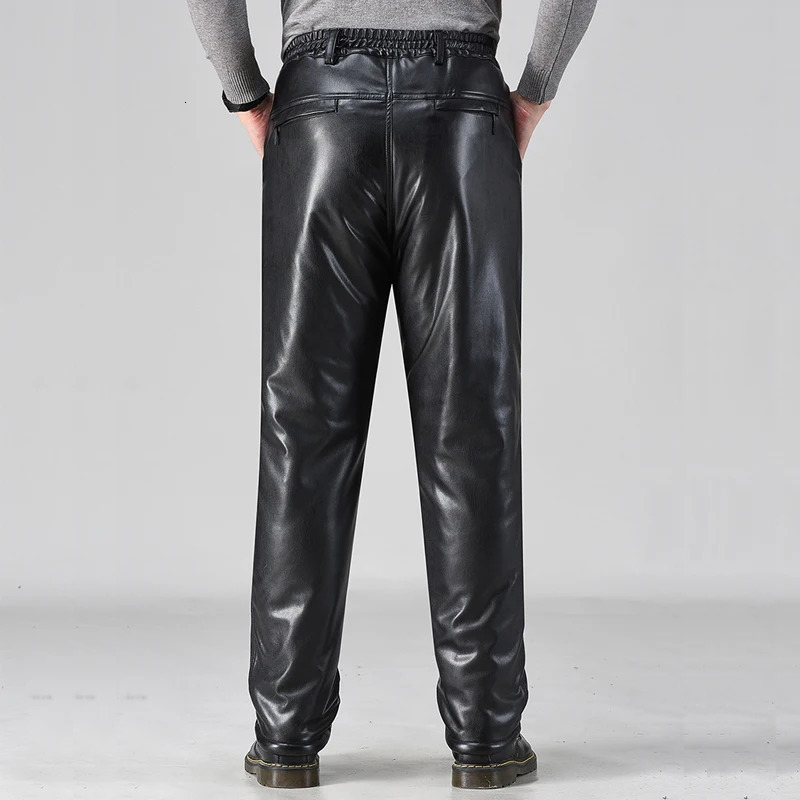 Women's Pants s Thick Velvet Men's Warm Leather Trousers Cycling Windproof Waterproof Highly Elastic Male Cotton Plus Size 5XL 231216