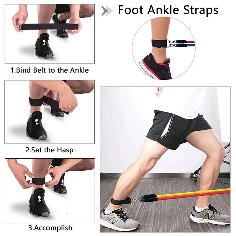 Bungee 11PcsSet Latex Pull Rope Resistance Bands Indoor Portable Fitness Equipment Ankle Strap Exercise Training Expander Elastic Band 231216