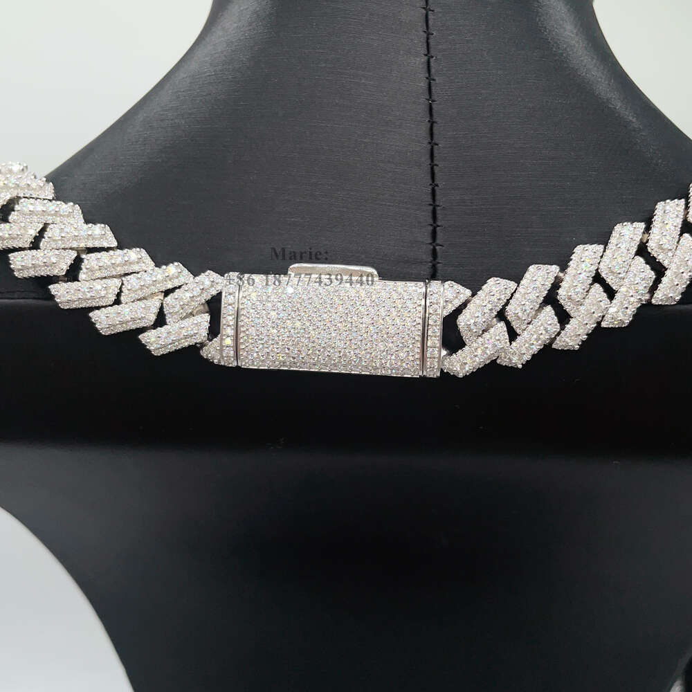 Iced Out Necklace 15mm Width Hip Hop Jewelry Silver 925 Vvs Moissanite Cuban Chain Pass Diamond Test