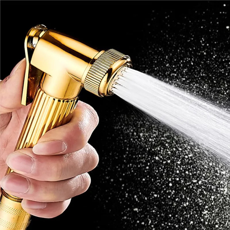 Bathroom Shower Heads Black Gold Button Set Nozzle Booster And Cold System Brass el Home Accessories 231216