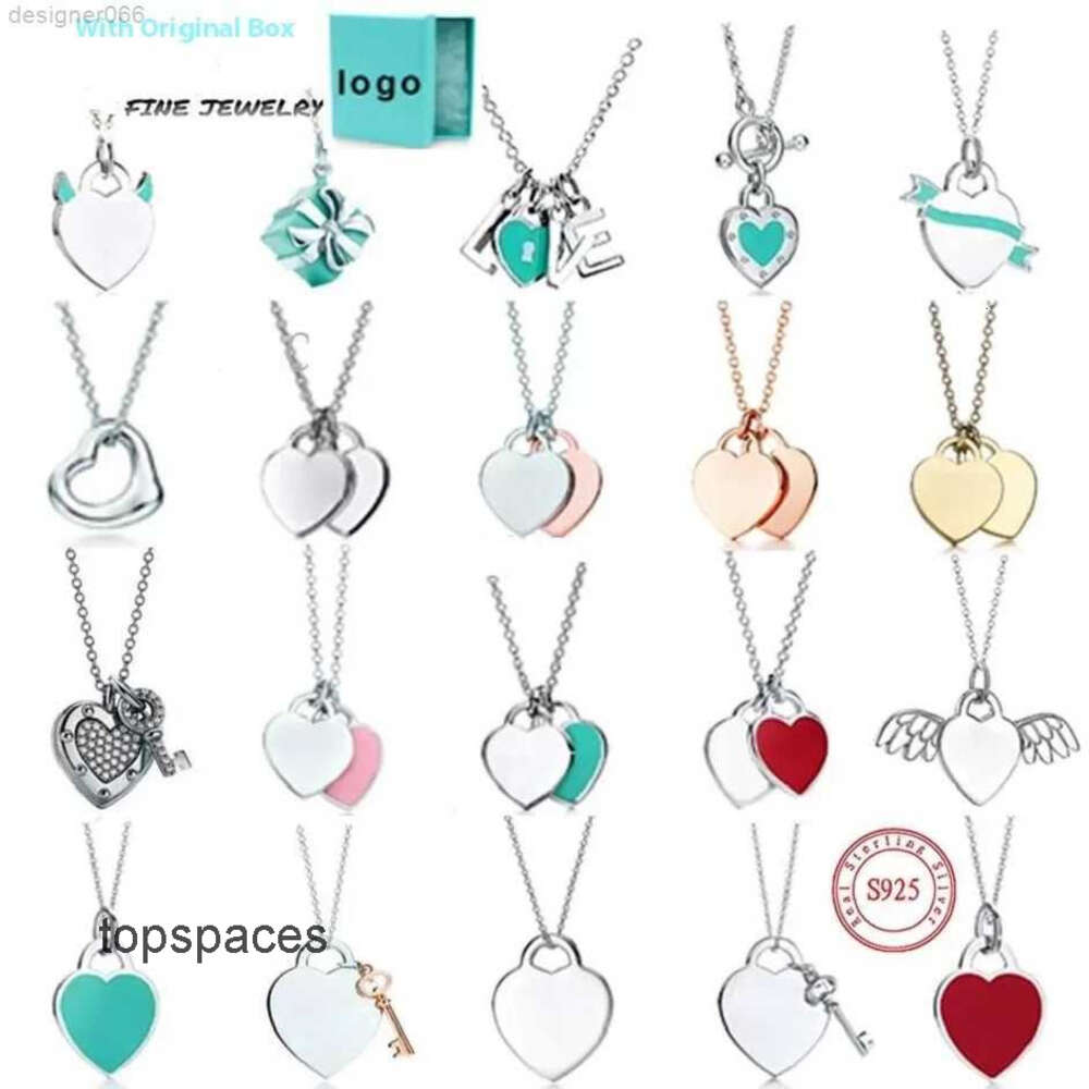 tiffamy and co designer necklaces tiff 925 silver necklace women gift box blue heart pendant female fashion jewelry exquisite craftsmanshi tiffanies tiffanyx 874X