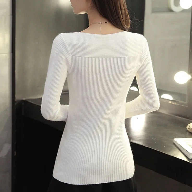 Womens Sweaters Spring Casual Long Sleeve Knitted Sweater Women Autumn Pullover Korean Style Winter Slim White Pull Knitwear 7571 231216