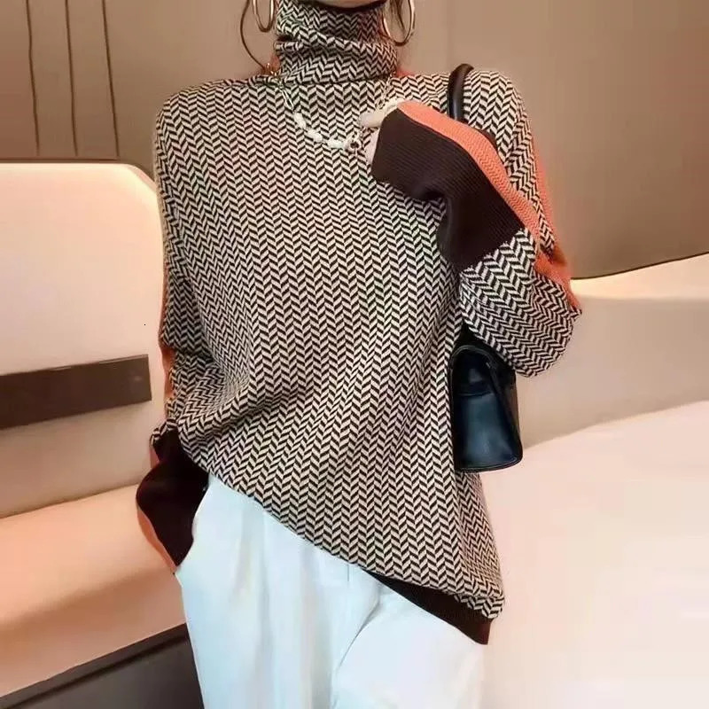 Womens Sweaters Alobee Women Sweater Knitted Turtleneck Warm Stylish Ladies Girl Slim Pullovers Female Woman 231216