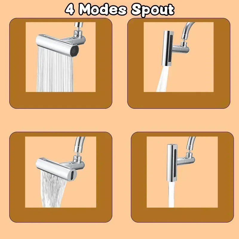 Kitchen Faucets Multifunctional Sink Waterfall Faucet Pressurized Bubbler Splash proof 4 Modes Spout Bathroom Basin Tap Extender Adapter 231216