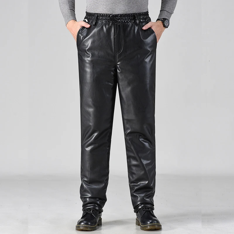 Women's Pants s Thick Velvet Men's Warm Leather Trousers Cycling Windproof Waterproof Highly Elastic Male Cotton Plus Size 5XL 231216