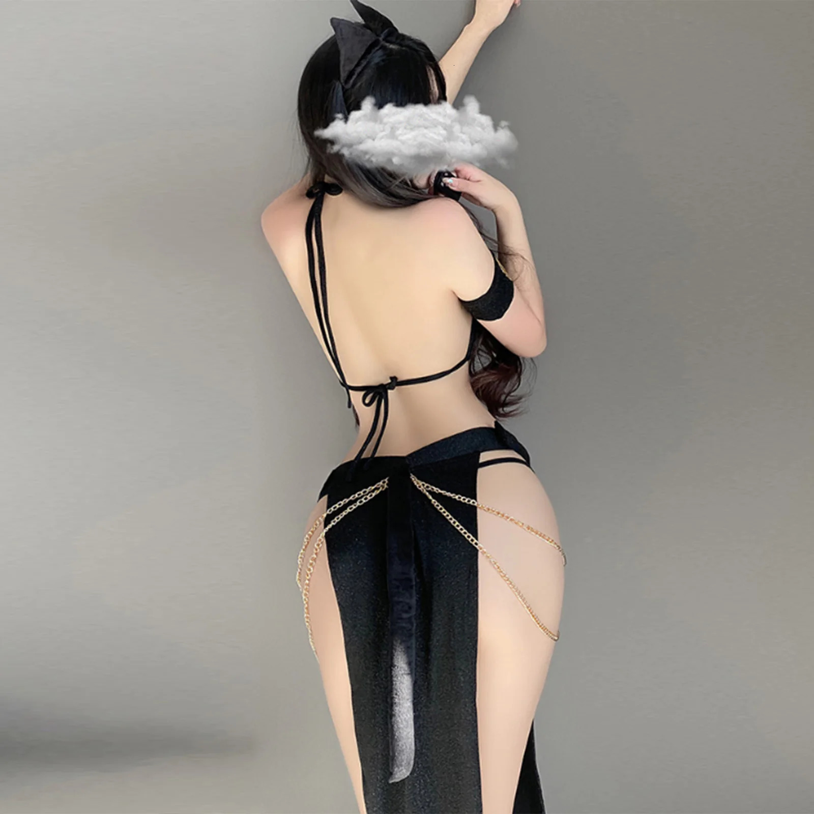 Sexy Skirt Medieval Queen Cleopatra Costumes for Adult Women Bunny Girl Black Cute Cat Ear Uniform Outfit Game Party Chain Lingerie 231216