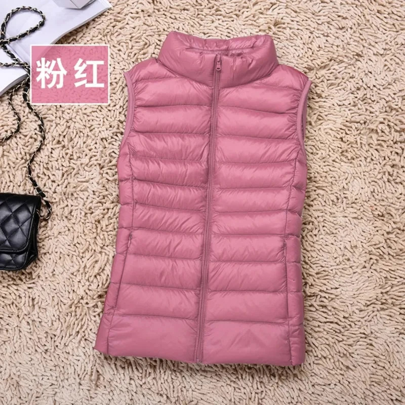 Women's Vests White Duck Down Jacket Women Vest Spring Autumn Soft Waistcoat Warm Lightweight Puffer Female Tank Top Outwear 8XL 231218