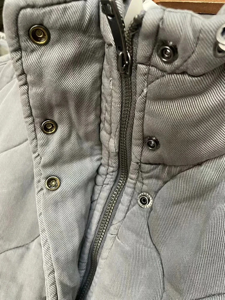 Women's Vests Autumn Winter Grey Vest Cotton Padded Waistcoat Warm Jacket Standing Collar Sleeveless Streetwear Outerwear 231218