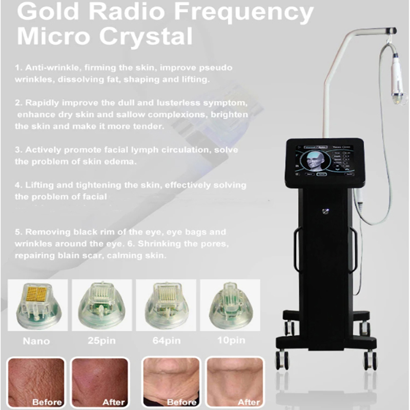 Vertical Gold Radio Frequency Microneedle Device Home Use RF Beauty Instrument Skin Rejuvenation Tightening Acne Scar Stretch Mark Treatment