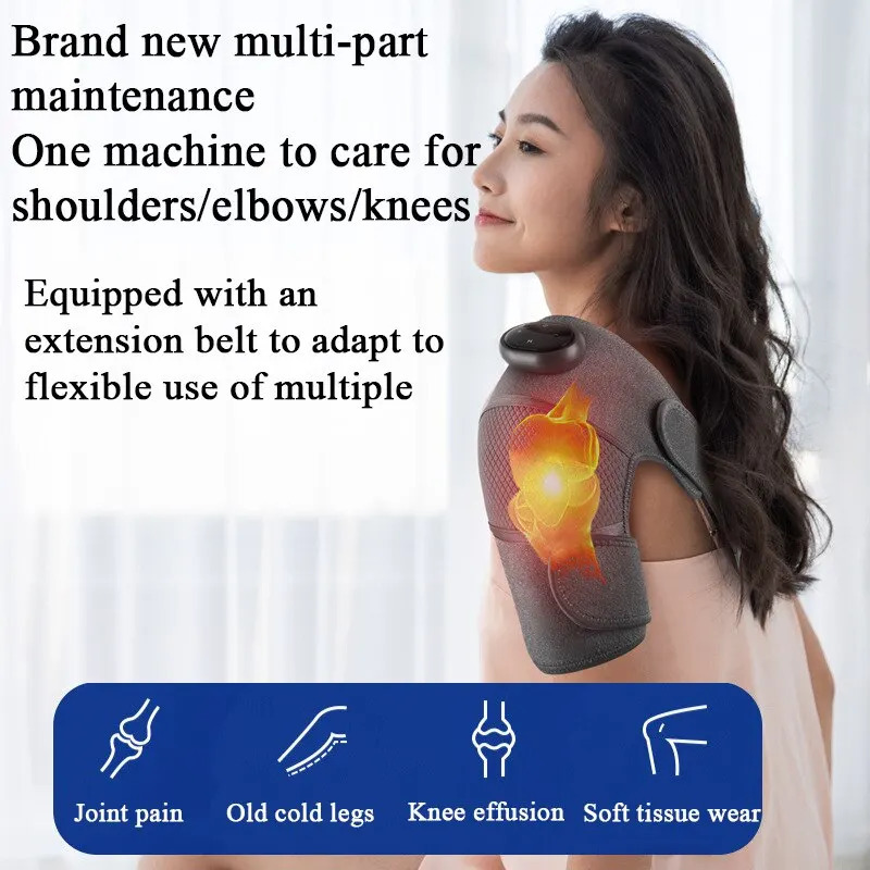 Leg Massagers Heated Knee Massager Shoulder Brace Adjustable Vibrations And Heating Modes Heating Pad For Knee Elbow Shoulder Relax Legs 231218