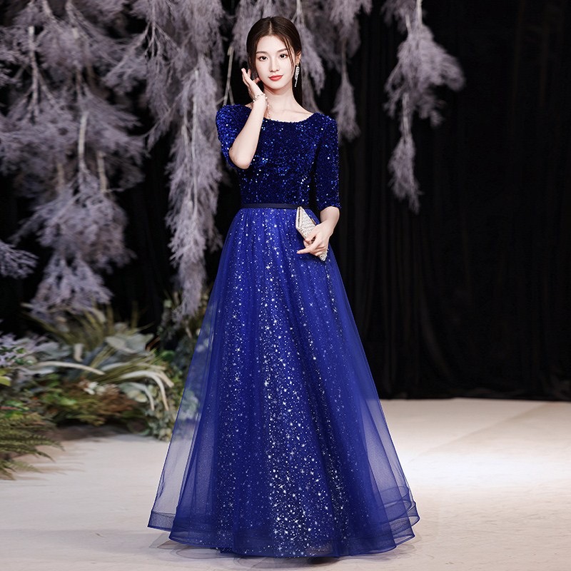 Of The Bling Bride Dresses Wedding Guest Gowns With Half Sleeve Jewel Neck Vestidos De Fiesta Plus Size Long Shiny Gown Party Groom Mother Dress For W