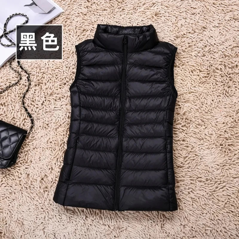Women's Vests White Duck Down Jacket Women Vest Spring Autumn Soft Waistcoat Warm Lightweight Puffer Female Tank Top Outwear 8XL 231218