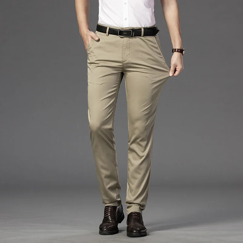 Mens Pants Spring Autumn Fashion Business Casual Long Suit Male Elastic Straight Formal Trousers Plus Big Size 2942 231218