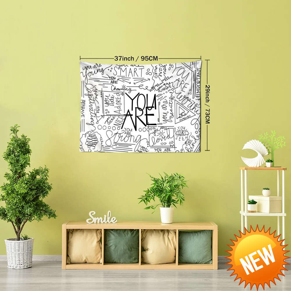 1pc White Inspirational Positive Sayings Tapestry Tapestry Wall Hanging Wall Decoration Home Decor For Living Room BedroomHome Decoration