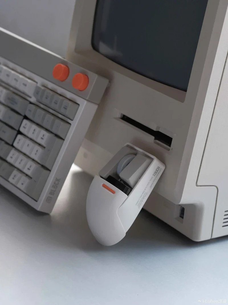 Mice Lofree PBT Mouse Retro Grey 2 4G Wireless Bluetooth 3 Modes Rechargeable Office Game Charging OE909 231216