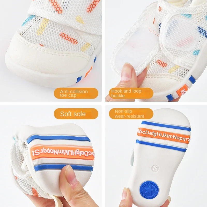 Flat shoes Baby Shoes Boy Girls Summer Breathable Air Mesh Toddler Walking Fashion Hollow Soft Sole Sandals Infant First Walkers 231218