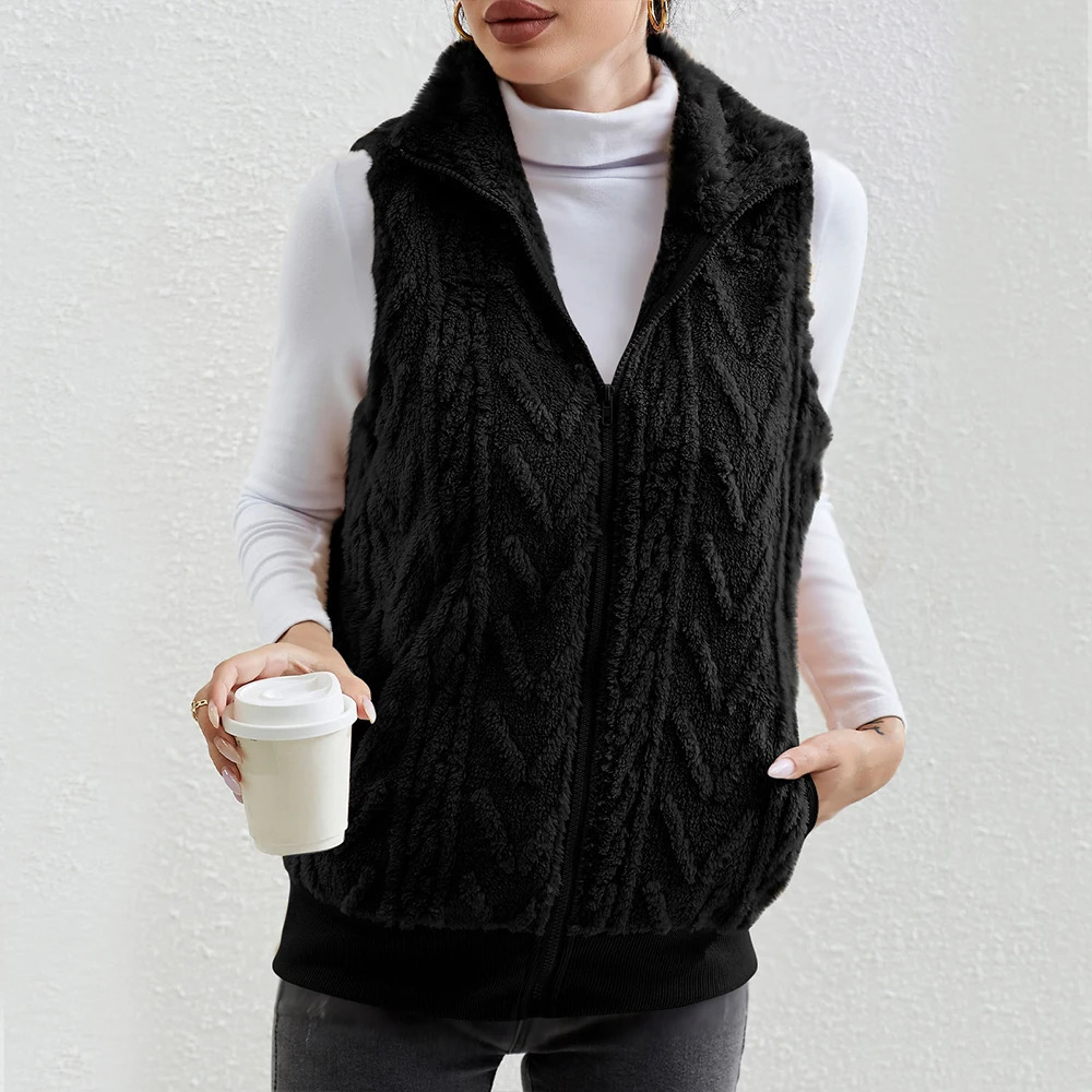 Women's Vest's Winter Cable Gilet Vest Waistcoat Body Warmer Sleeveless Coat Tops Blouse Ladies Warm Clothing For Female 2023 231218