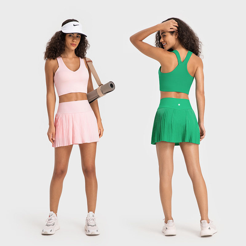 LU Water -cooled Cooling Elastic Tinner Fashion Pleated Skirt Two -layer Three -point Sports Pants Skirt