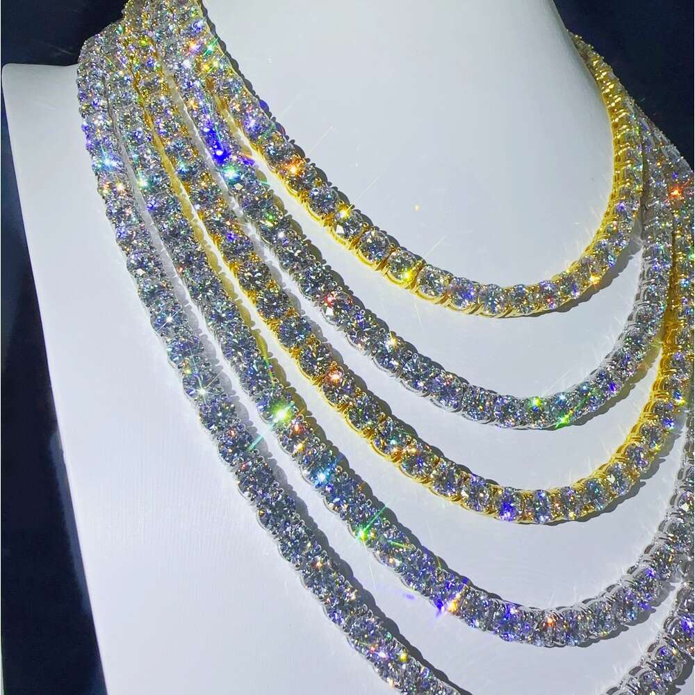 Hip hop Jewelry 6.5mm Sier VVS Dia necklace chain Fashion Iced out Moissanite Tennis Chain