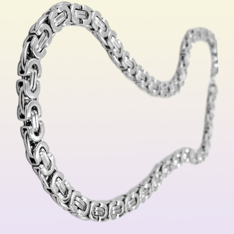 Stainless Steel Necklace Byzantine Link Silver Chain Men Women Necklaces Fashion Unisex Thick Silver Necklaces Width 6mm 8mm 1