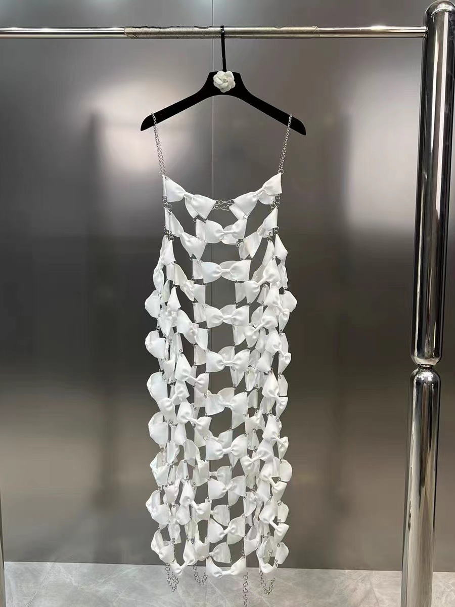 1212 XL 2024 Milan Runway Dress Spring Autumn Spaghetti Strap Sleeveless Black White Brand Same Style Womens Dress Fashion High Q