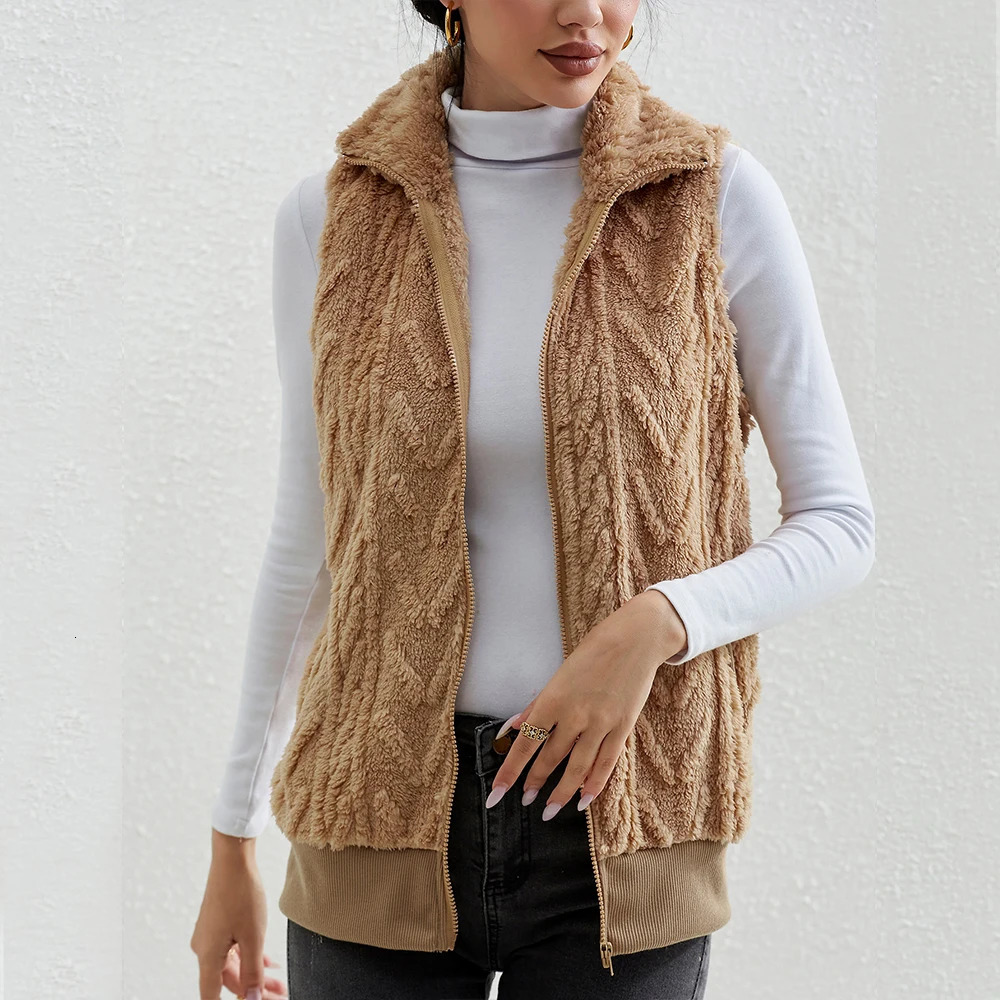 Women's Vest's Winter Cable Gilet Vest Waistcoat Body Warmer Sleeveless Coat Tops Blouse Ladies Warm Clothing For Female 2023 231218