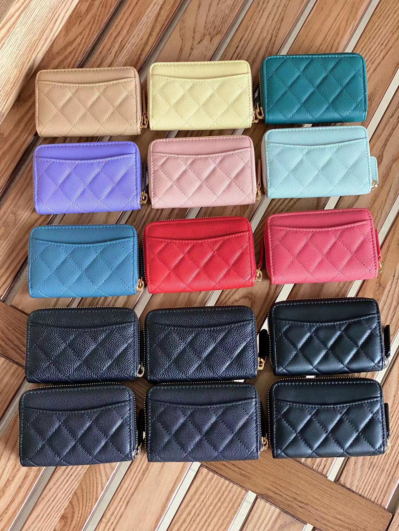 10A Fashion Selling Classic womens zipper wallets Top Quality Sheepskin Luxurys Designer bag Coin Purse Card Holder With box.027