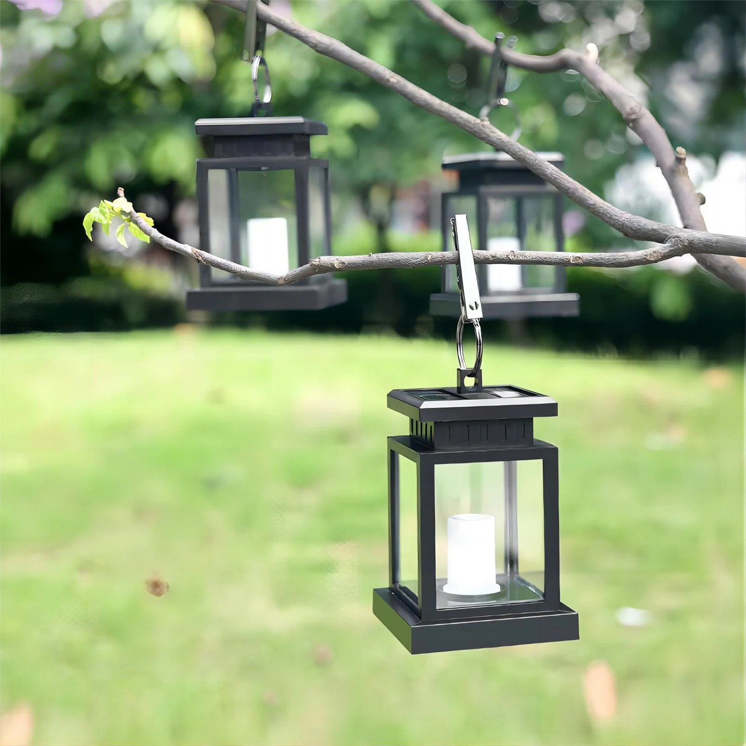 Garden Decorations LED Solar Lights Candle Lantern Outdoor Lamp With Hook Landscape Lighting Floor Waterproof Christma 231216