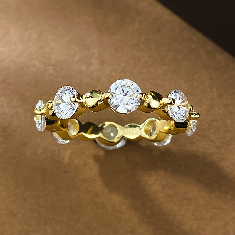 14K Gold Moissanite Dia Ring 100% Sterling Sier Party Wedding Band Rings for Women Men Engagement Jewelry Gift