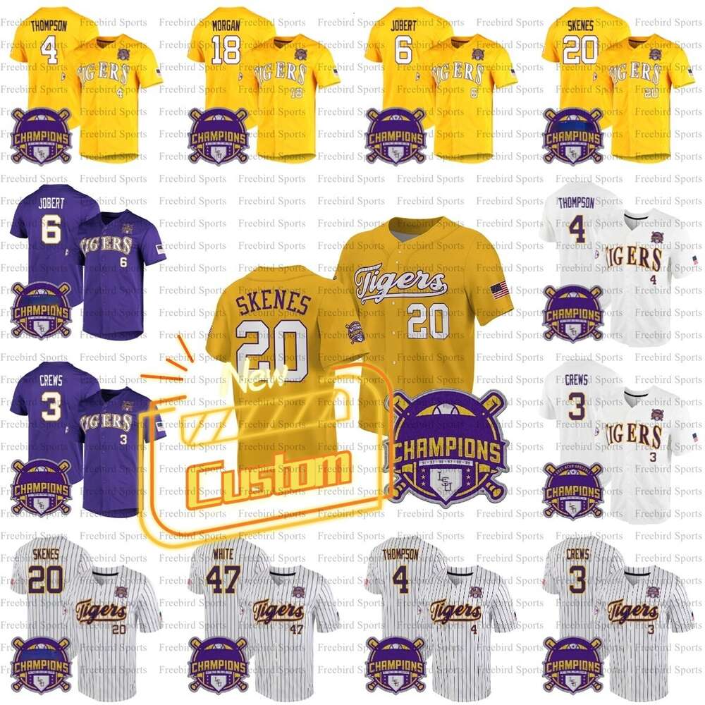 20 Paul Skenes Tigers Baseball Jersey College 2023 Champions 3 Dylan Crews Jacob Berry White Daniel Cabrera Alex Bregman Custom LSU Jerseys