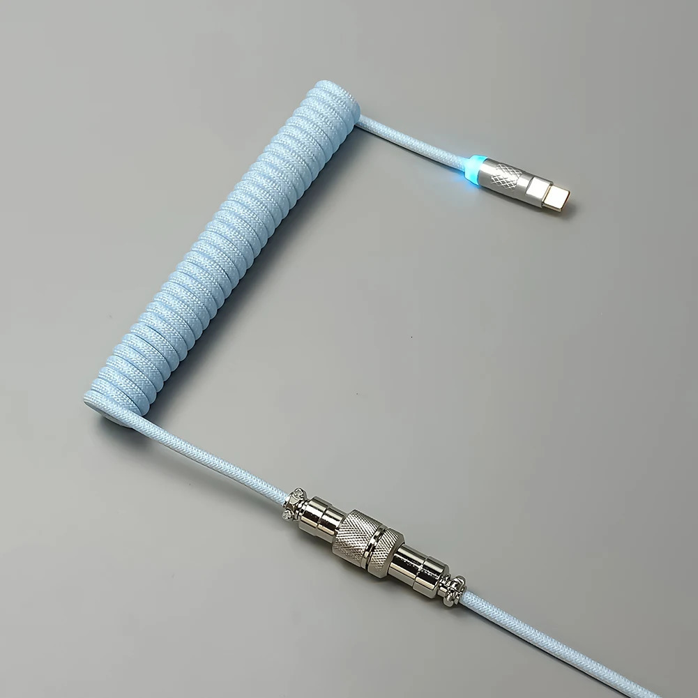 Camera Cables Cords Connectors Type c To USB Connector 2 in 1 Coiled Data Cable Rgb Colorful Lights Air Plug for Mechanical Keyboard 231216
