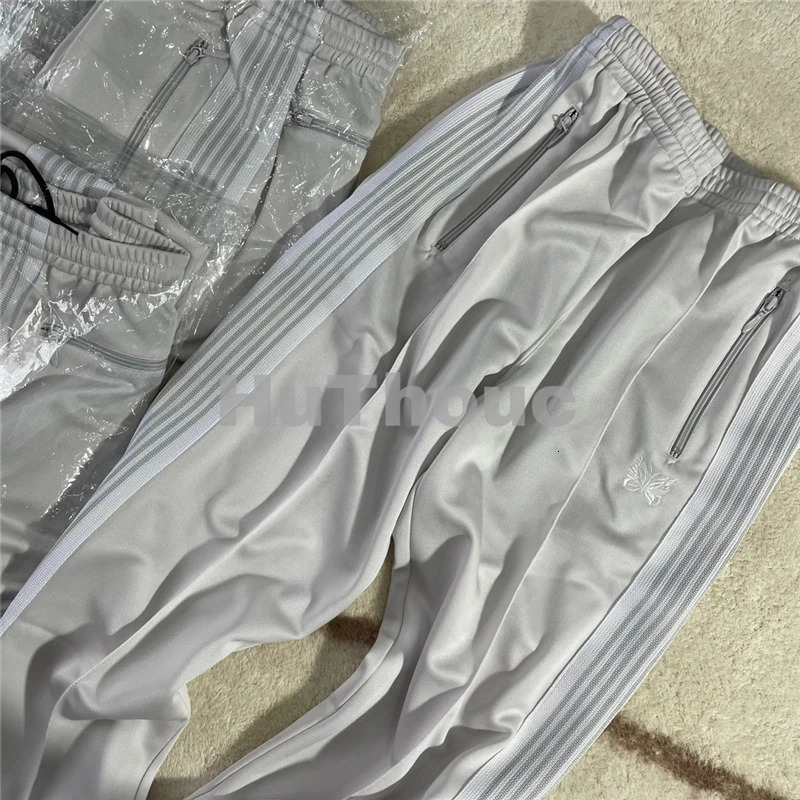Mens Pants White Stripe Needles Sweatpants Men Women 1 High Quality Embroidered Butterfly AWGE Track 231218
