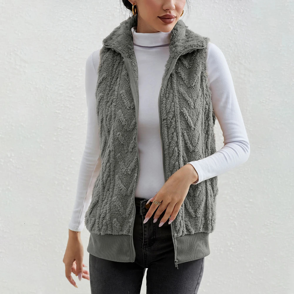 Women's Vest's Winter Cable Gilet Vest Waistcoat Body Warmer Sleeveless Coat Tops Blouse Ladies Warm Clothing For Female 2023 231218