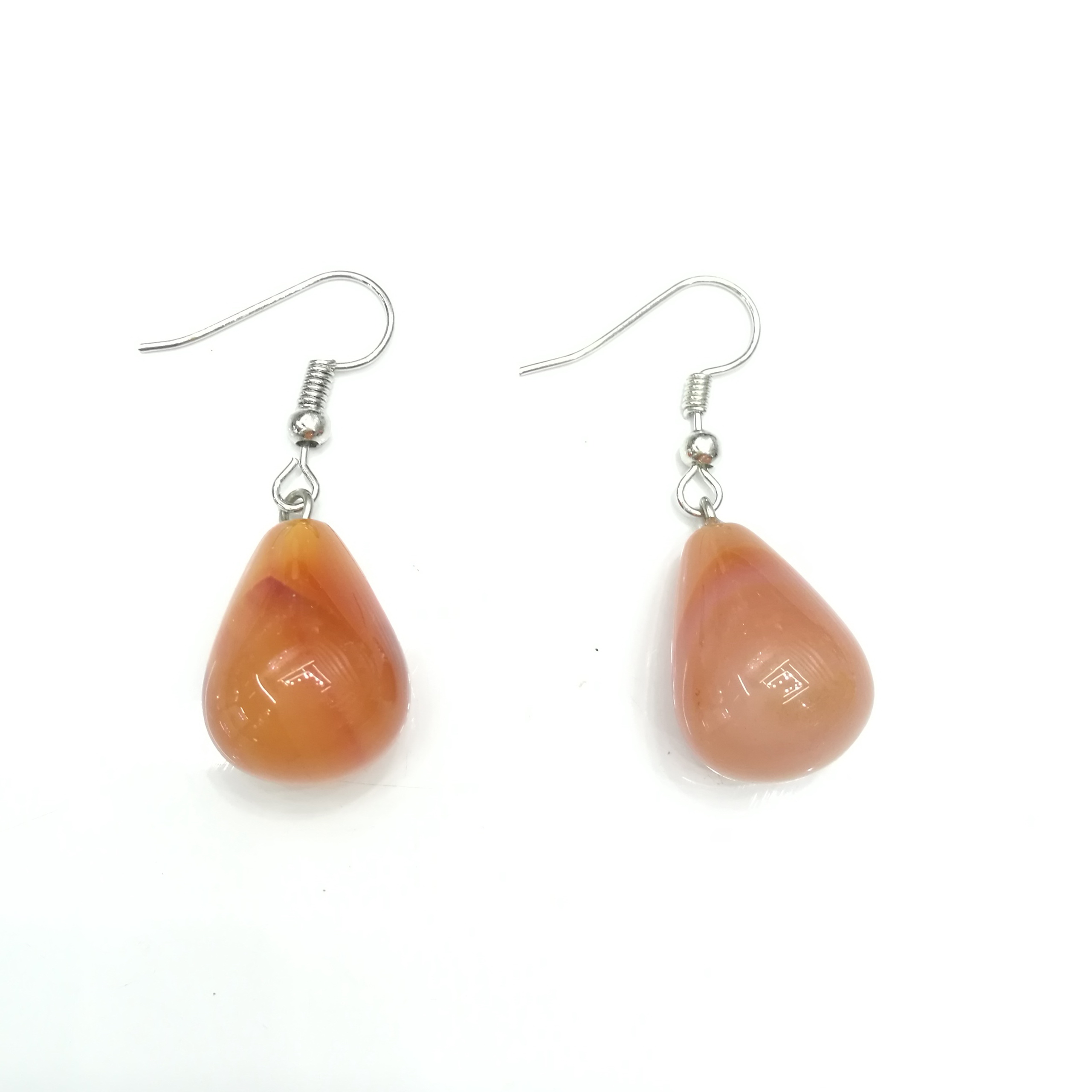 Silver-Plated Water Drop Ear Studs - 20 Pair Mixed Set with Natural Stones (Amethyst & Rose Quartz)