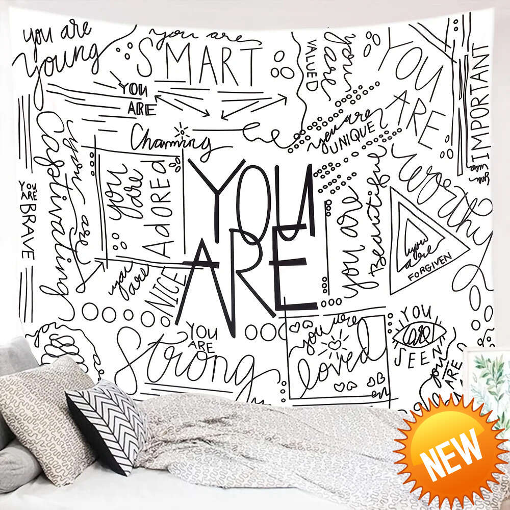 1pc White Inspirational Positive Sayings Tapestry Tapestry Wall Hanging Wall Decoration Home Decor For Living Room BedroomHome Decoration