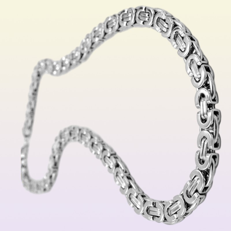 Stainless Steel Necklace Byzantine Link Silver Chain Men Women Necklaces Fashion Unisex Thick Silver Necklaces Width 6mm 8mm 1