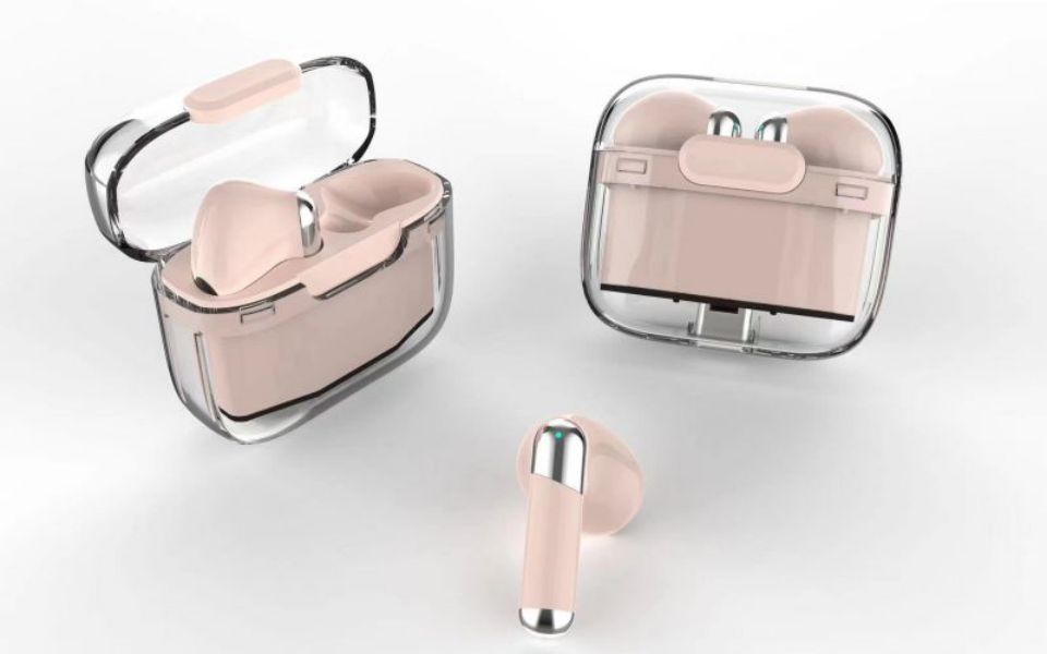 In-ear headset ENC TWS Bluetooth wireless earphones C02 Transparent shell Fingerprint control Built-in Microphone High quality Sport Earphone Music he