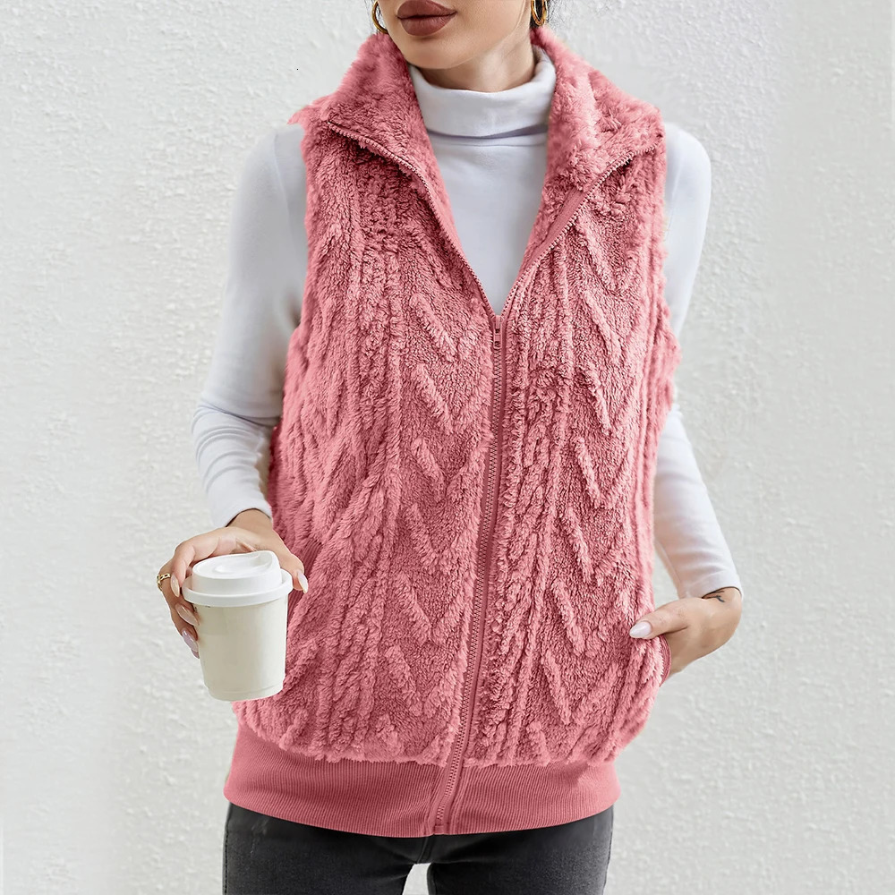 Women's Vest's Winter Cable Gilet Vest Waistcoat Body Warmer Sleeveless Coat Tops Blouse Ladies Warm Clothing For Female 2023 231218