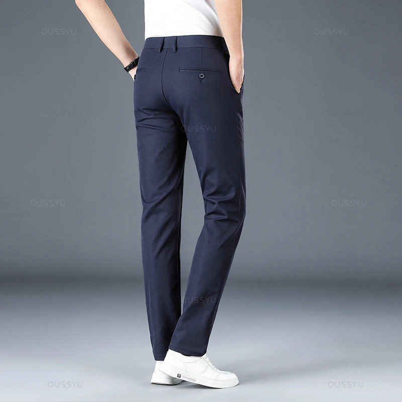 Mens Pants Autumn Winter Straight Casual Business Fashion Khaki Grey Red Black Solid Color Trousers Plus Size 38 40 231218