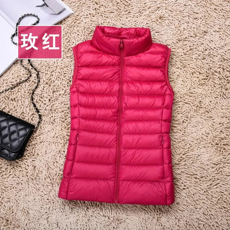 Women's Vests White Duck Down Jacket Women Vest Spring Autumn Soft Waistcoat Warm Lightweight Puffer Female Tank Top Outwear 8XL 231218