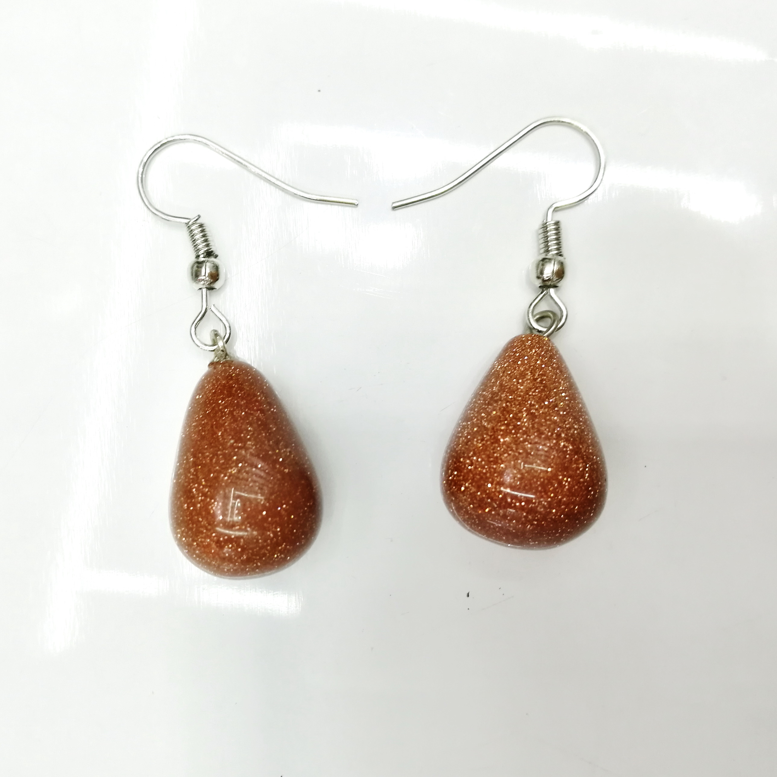 Silver-Plated Water Drop Ear Studs - 20 Pair Mixed Set with Natural Stones (Amethyst & Rose Quartz)