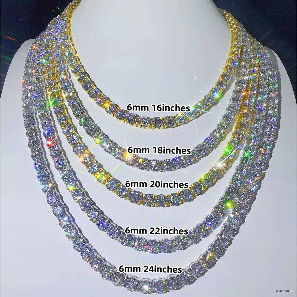 Hip hop Jewelry 6.5mm Sier VVS Dia necklace chain Fashion Iced out Moissanite Tennis Chain