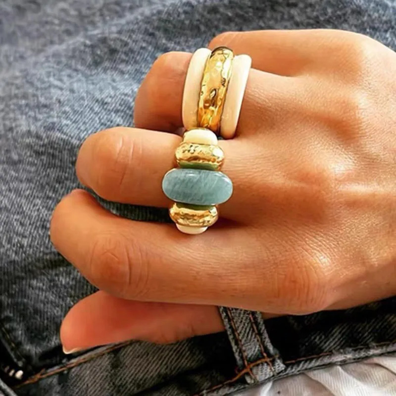 Band Rings Blue ite rings for women vintage braided rings summer ethnic elegant jewelry in jewelry for 231218